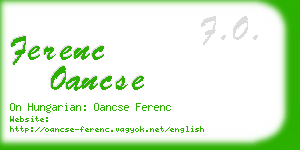 ferenc oancse business card